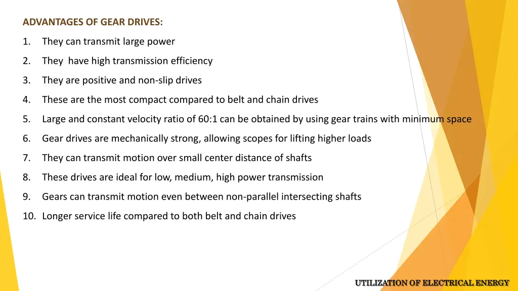 advantages of gear drives
