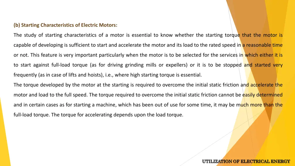 b starting characteristics of electric motors