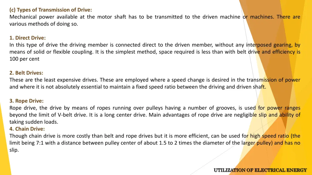 c types of transmission of drive mechanical power