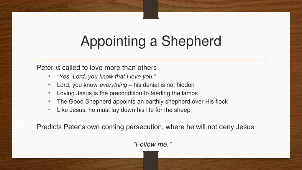 appointing a shepherd