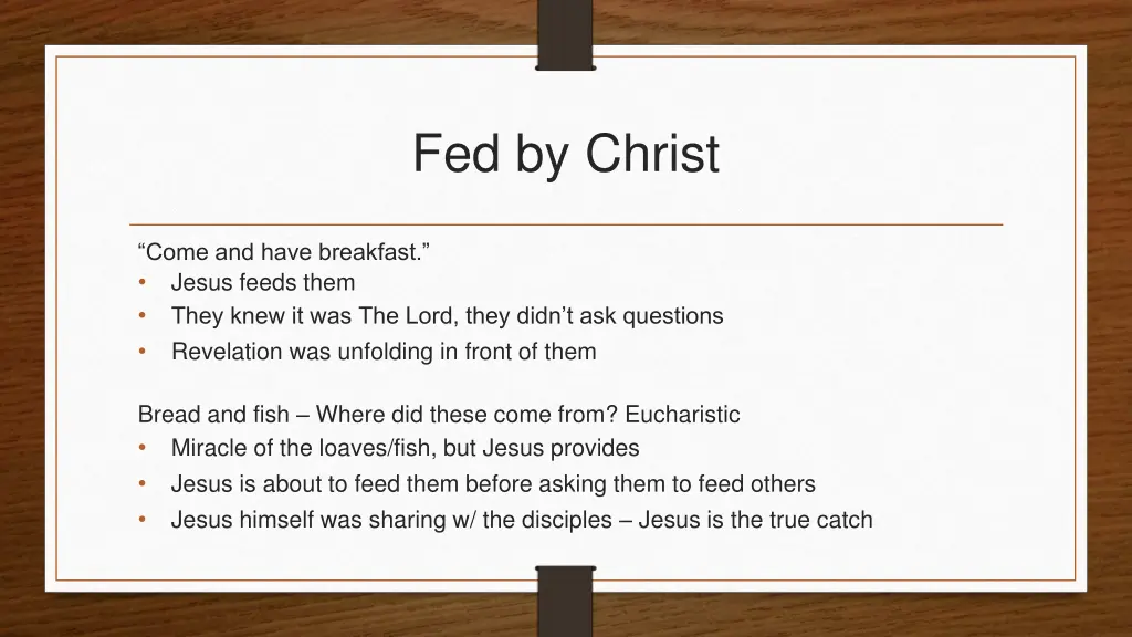 fed by christ