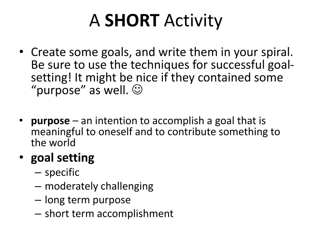 a short activity