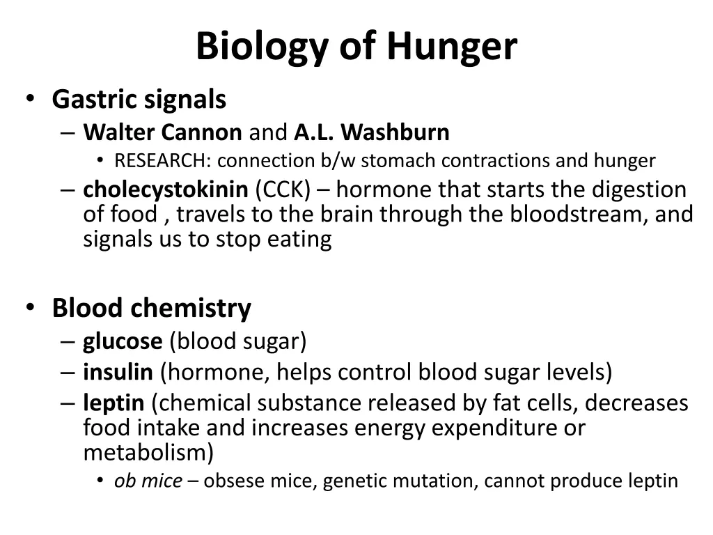 biology of hunger