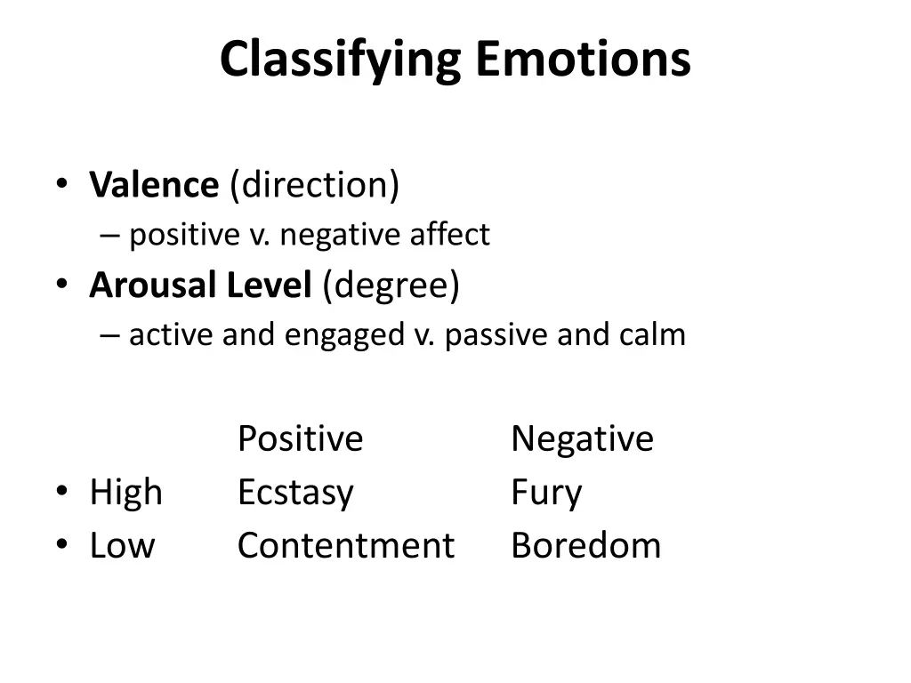 classifying emotions