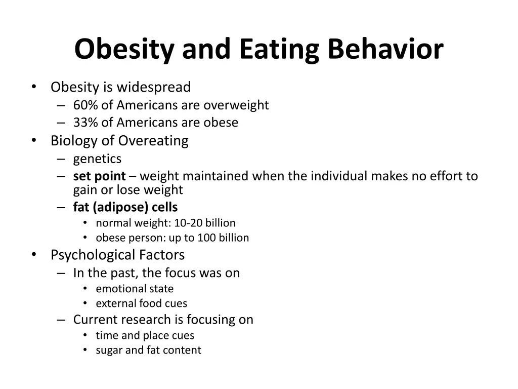 obesity and eating behavior