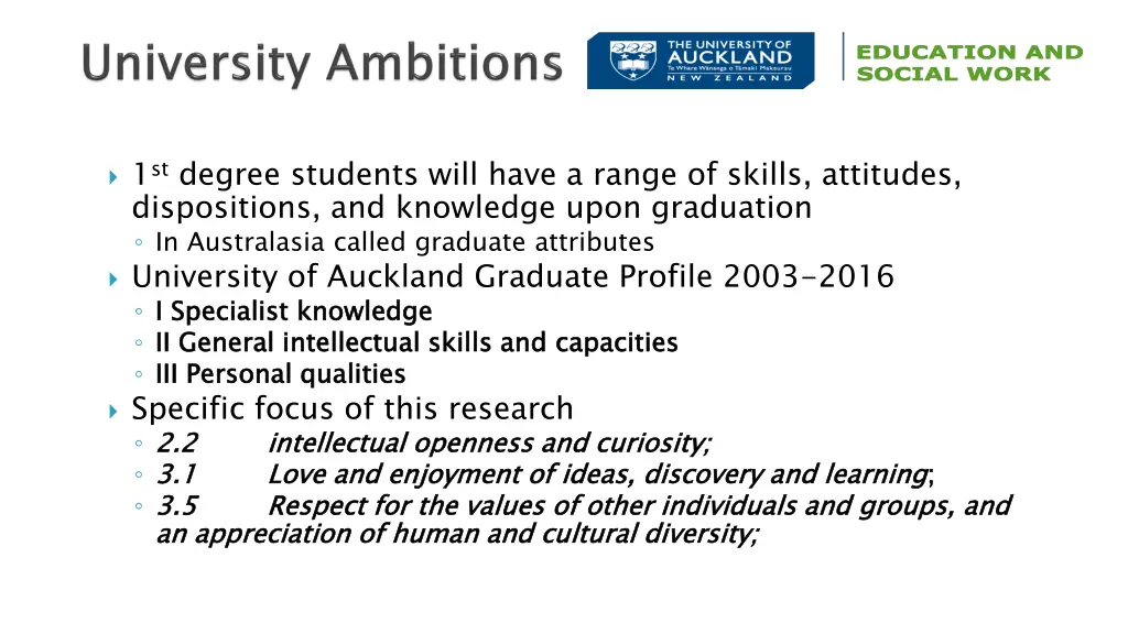 1 st degree students will have a range of skills