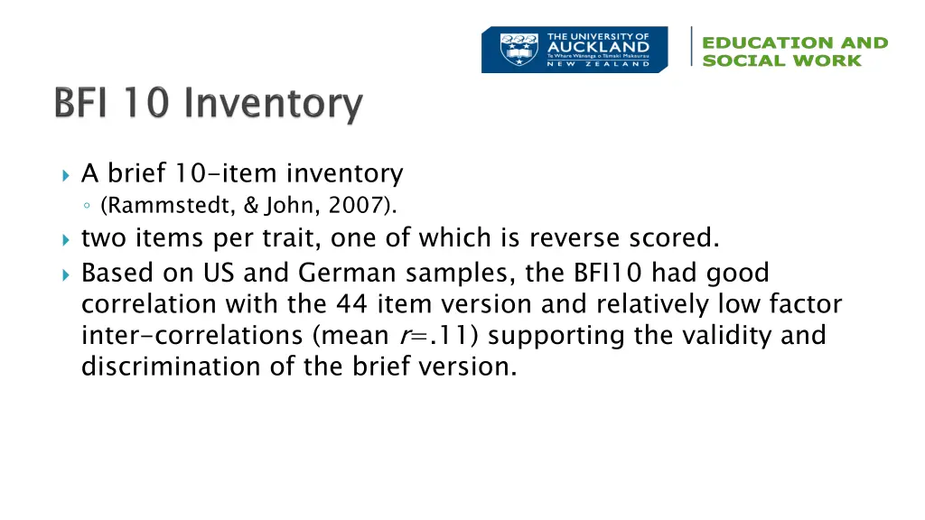 a brief 10 item inventory rammstedt john 2007