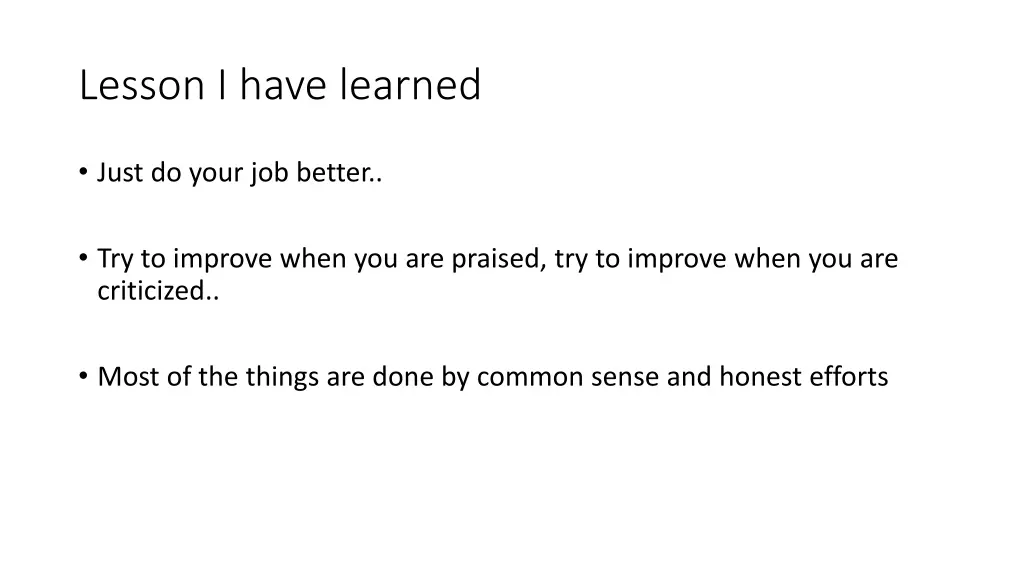 lesson i have learned