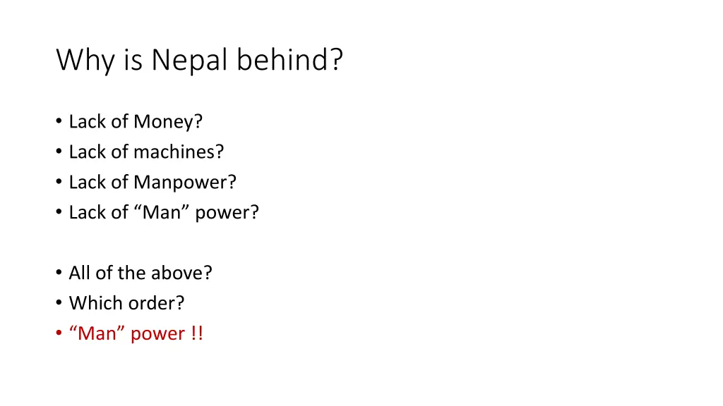 why is nepal behind