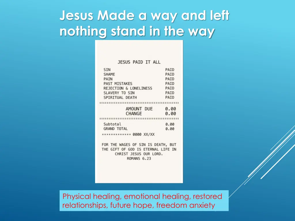 jesus made a way and left nothing stand in the way