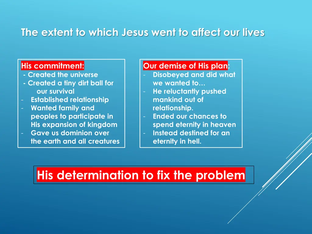 the extent to which jesus went to affect our lives