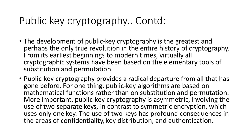 public key cryptography contd