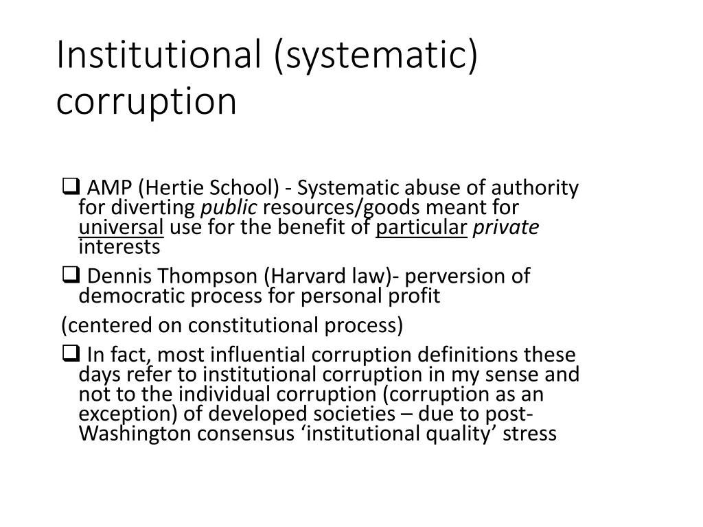 institutional systematic corruption