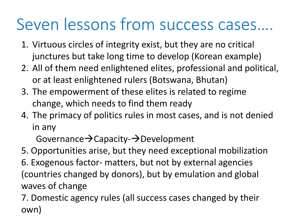 seven lessons from success cases