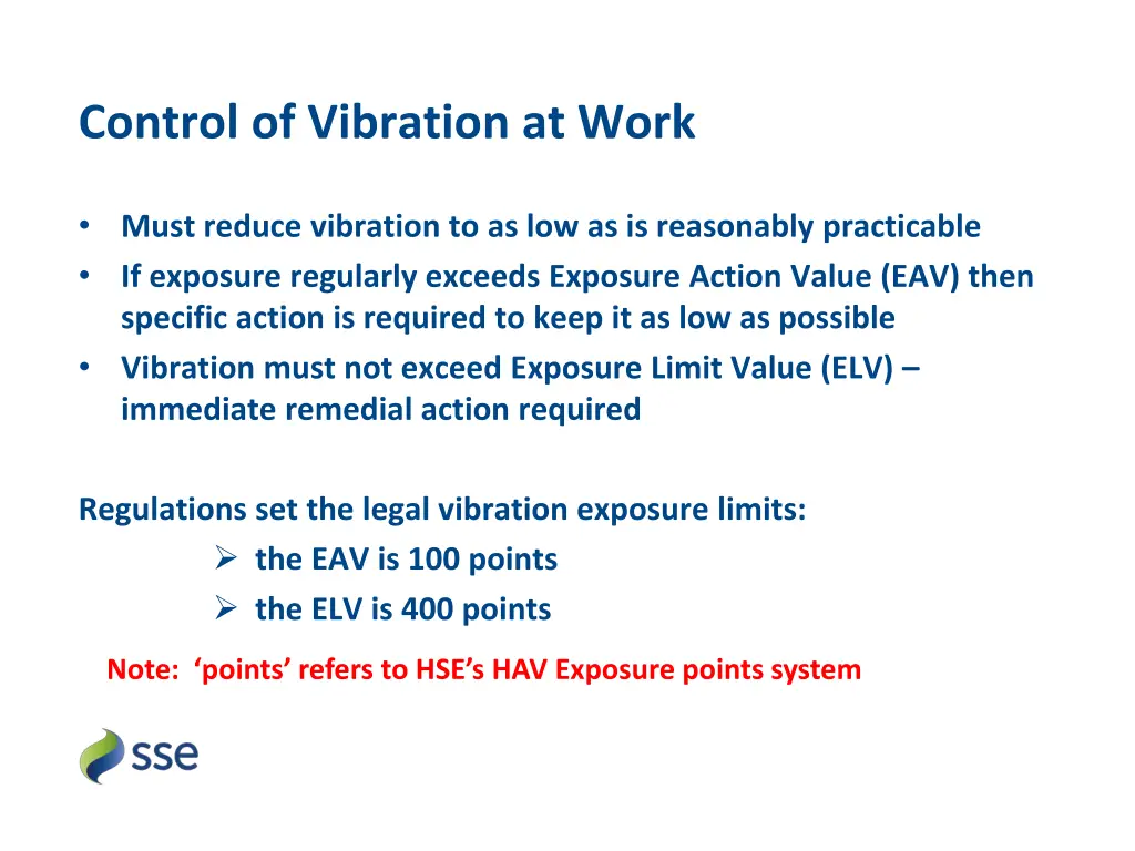 control of vibration at work