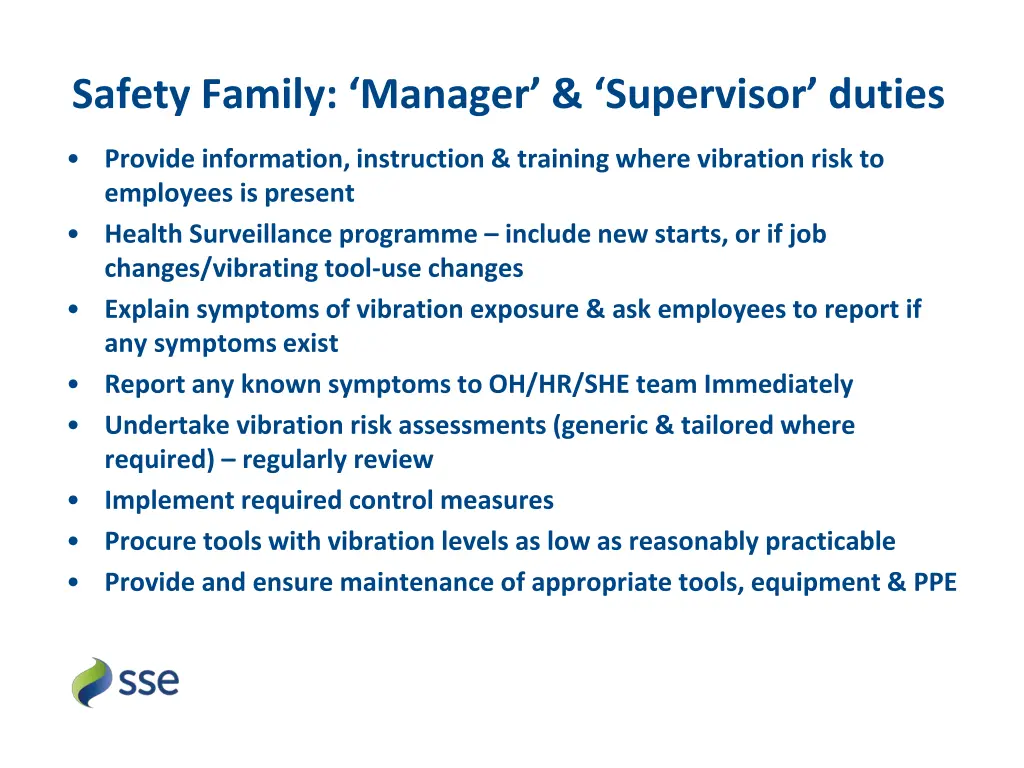 safety family manager supervisor duties