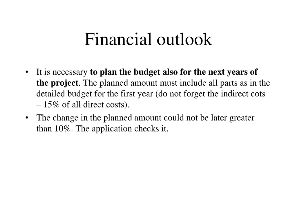 financial outlook