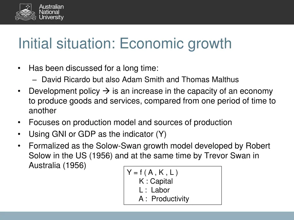 initial situation economic growth