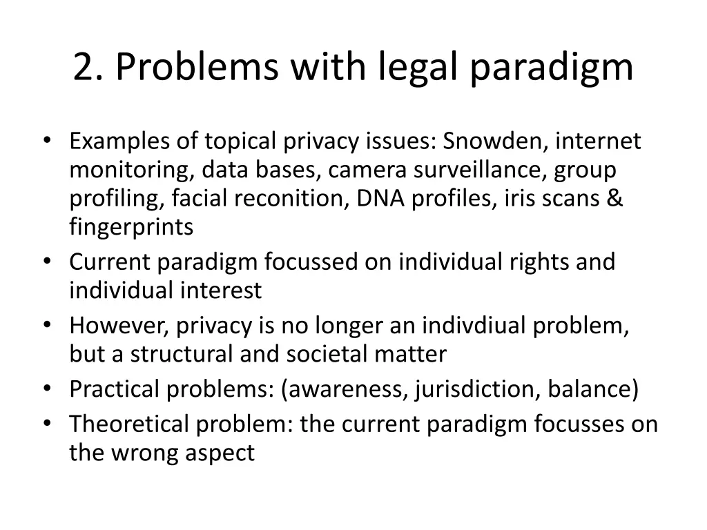 2 problems with legal paradigm