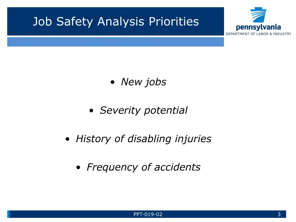 job safety analysis priorities