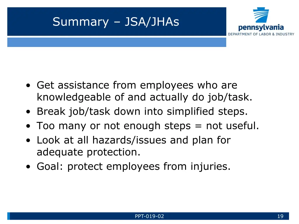 summary jsa jhas