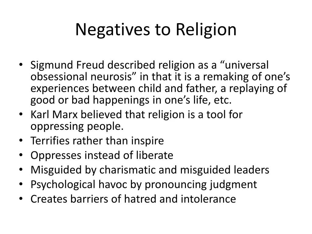 negatives to religion