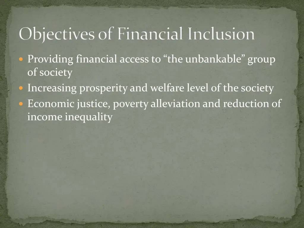 objectives of financial inclusion