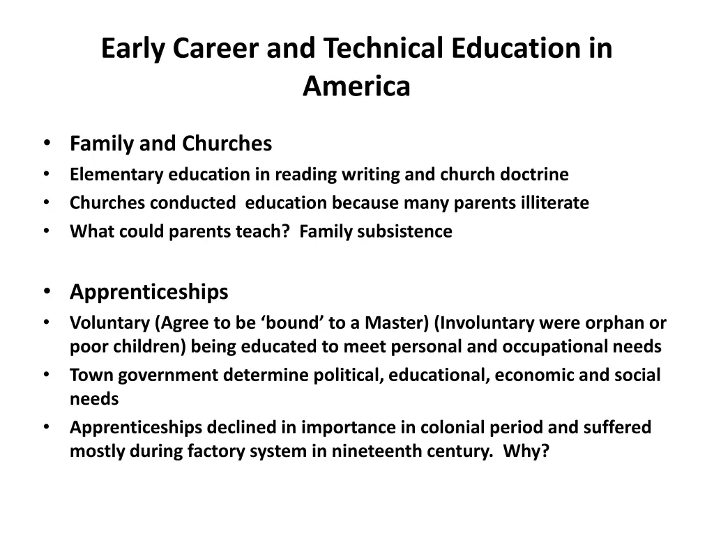 early career and technical education in america