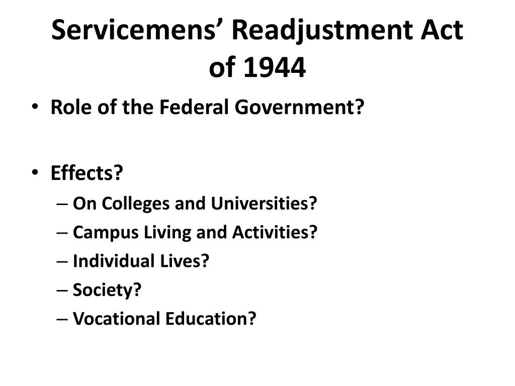 servicemens readjustment act of 1944 role
