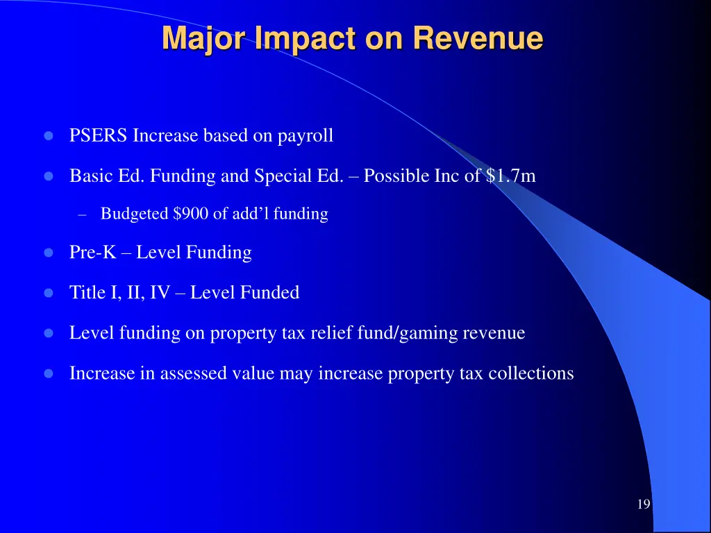 major impact on revenue