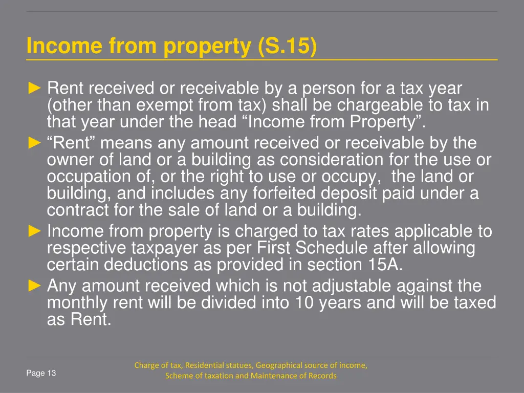 income from property s 15