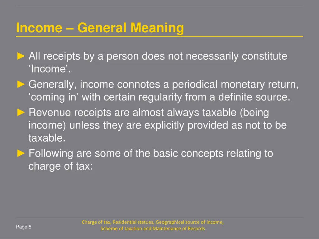 income general meaning