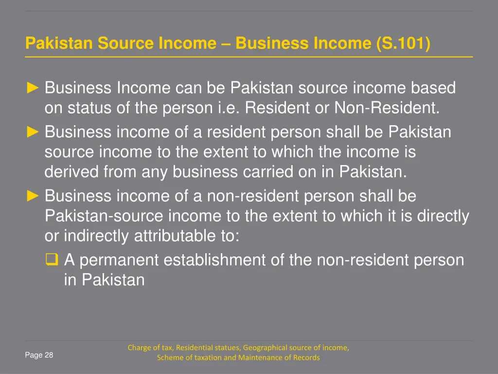 pakistan source income business income s 101