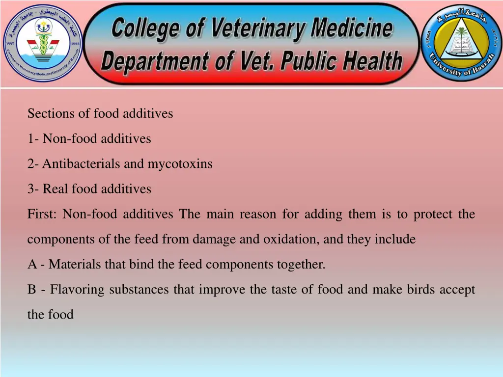 sections of food additives