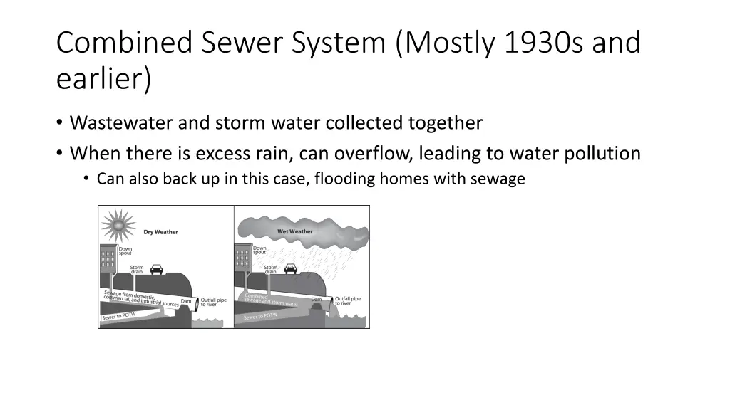 combined sewer system mostly 1930s and earlier