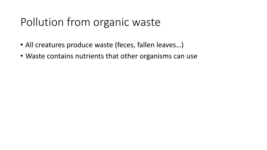 pollution from organic waste