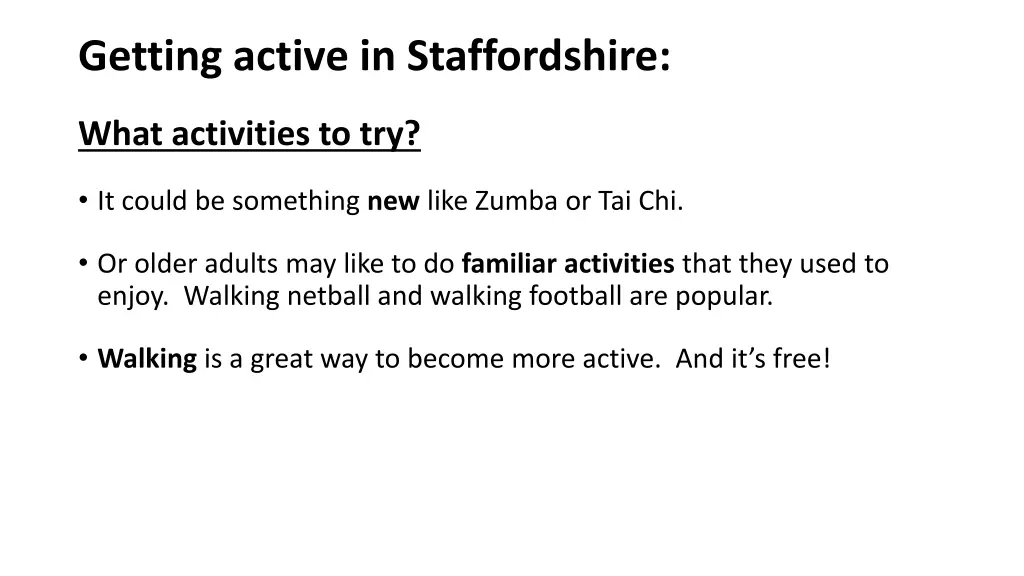 getting active in staffordshire