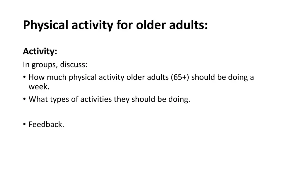 physical activity for older adults