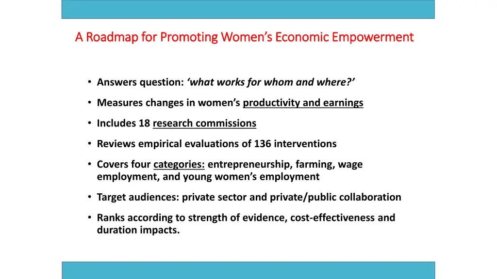 a roadmap for promoting women s economic 1