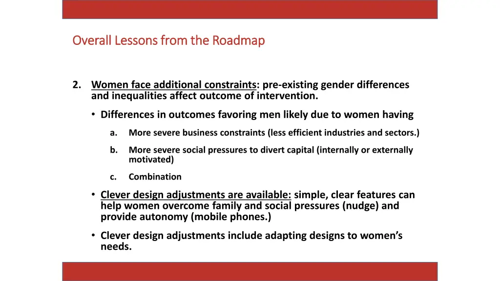 overall lessons from the roadmap overall lessons 1