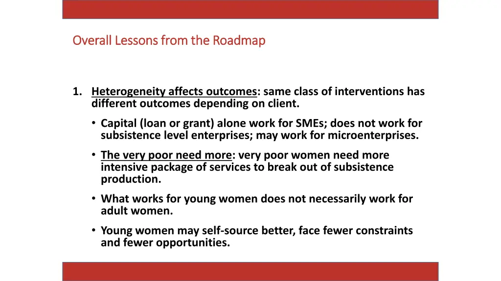 overall lessons from the roadmap overall lessons