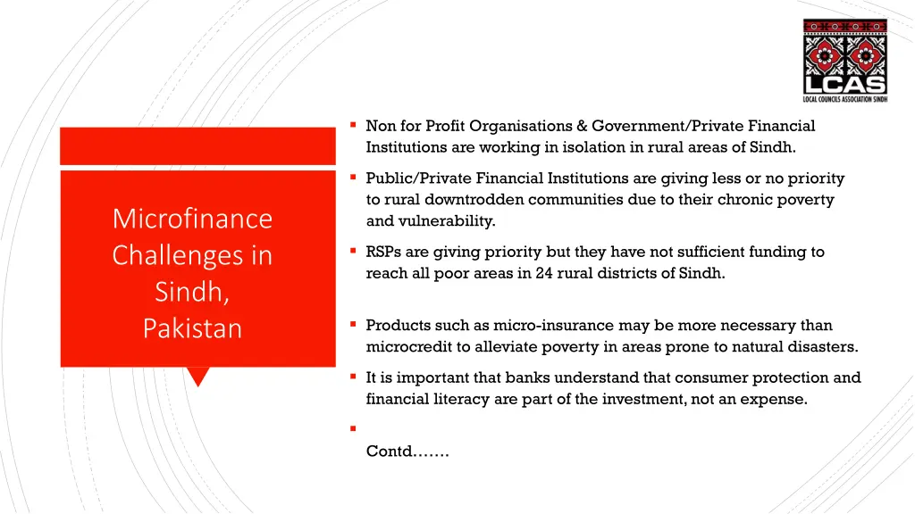 microgfinancechallenges in sindh pakistan