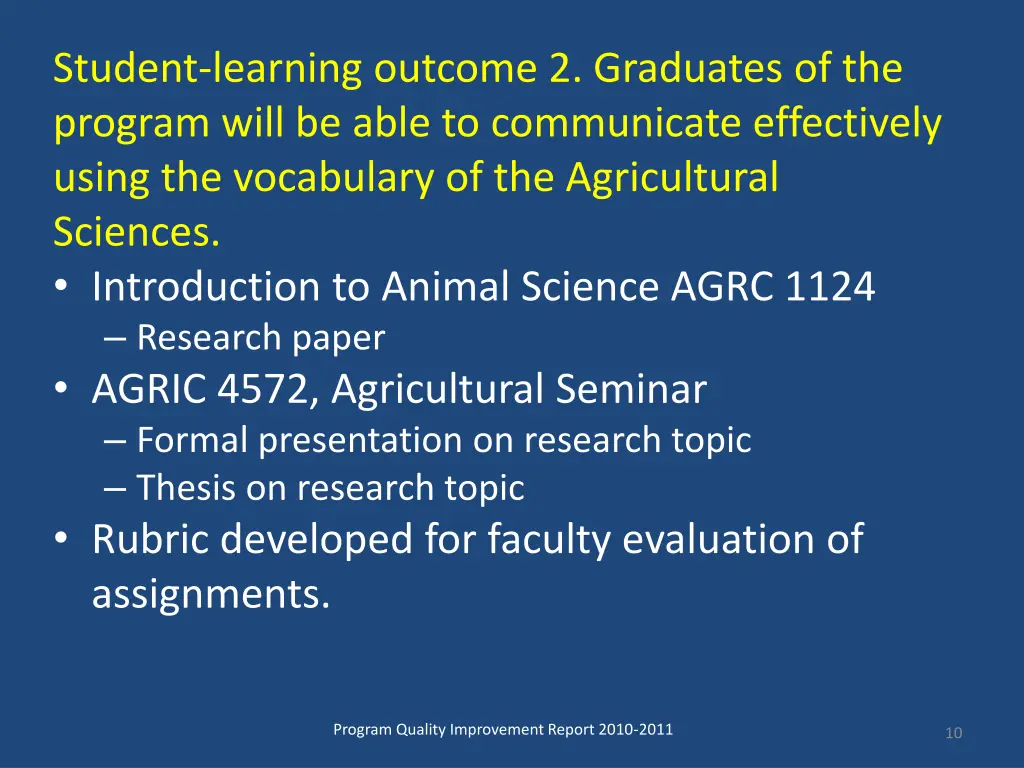 student learning outcome 2 graduates