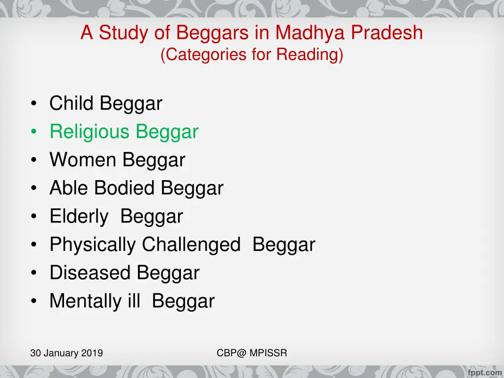 a study of beggars in madhya pradesh categories