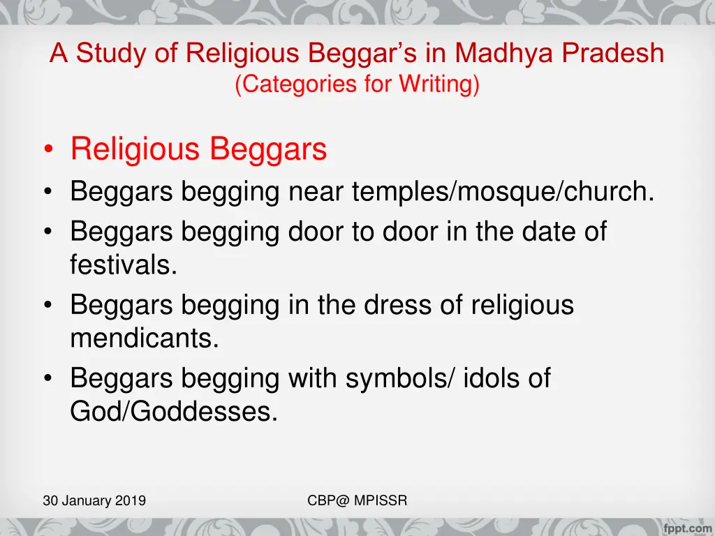 a study of religious beggar s in madhya pradesh