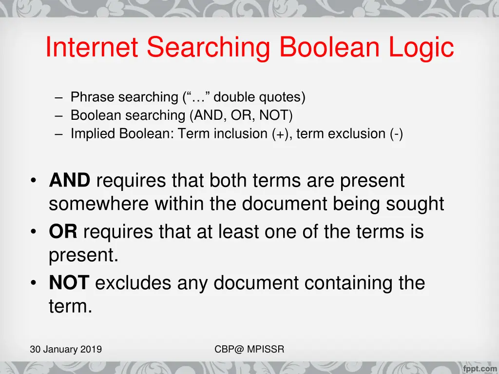 internet searching boolean logic