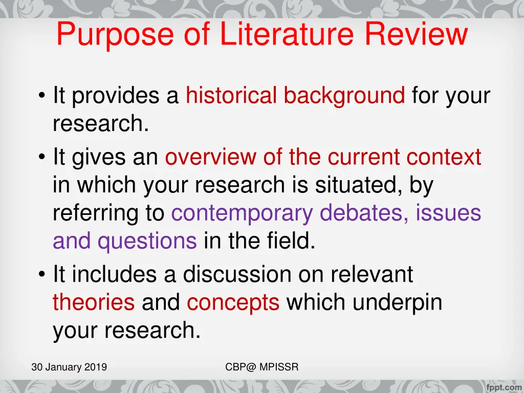 purpose of literature review