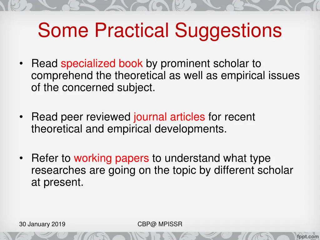 some practical suggestions