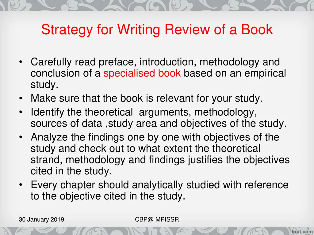 strategy for writing review of a book