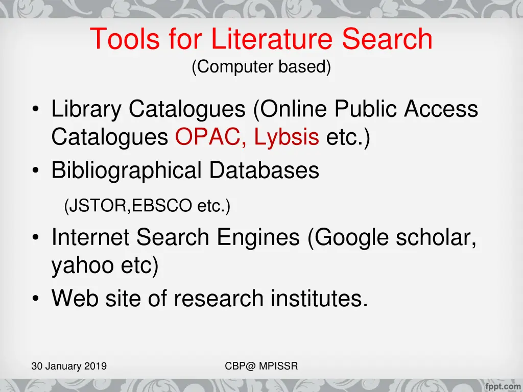 tools for literature search computer based